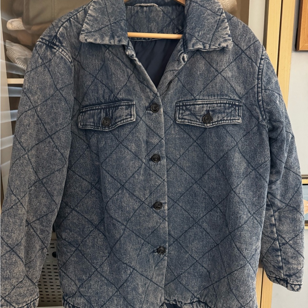 Anthropologie Quilted Blue Denim Jacket NWOT